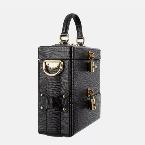 Dolce & Gabbana Iguana-Embossed Leather Lock Box Bag - Picture 3 of 7